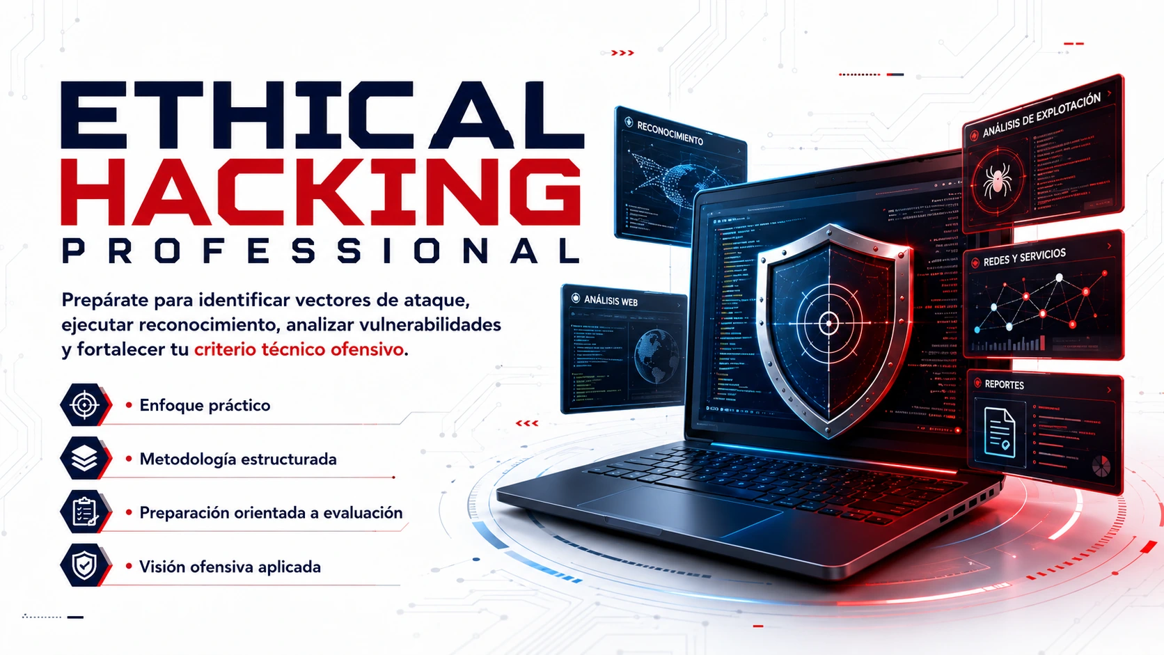 Curso Ethical Hacking Professional con enfoque práctico y metodología estructurada